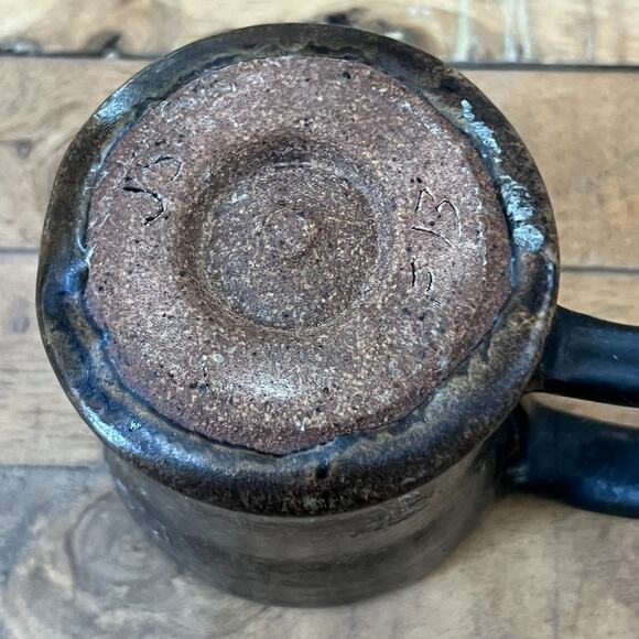 Studio Art Pottery Mug 4" Tall Stoneware Blue Brown Ombre Speckled - Picture 5 of 8